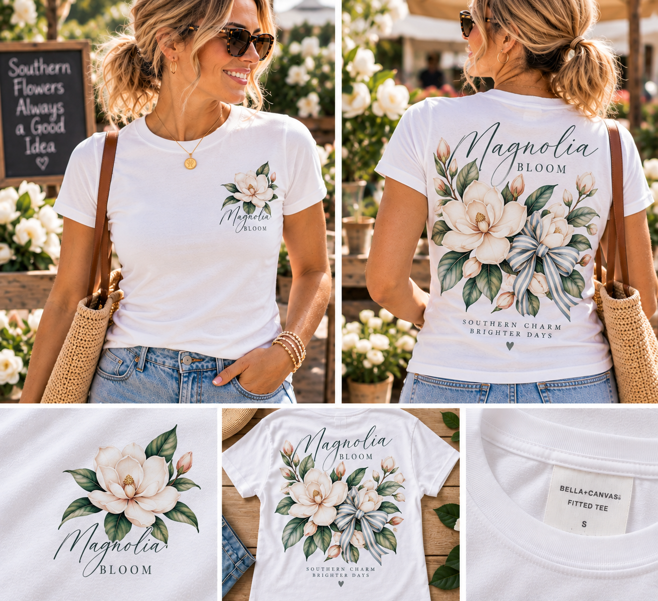 Magnolia Bloom Graphic T-Shirt | Southern Magnolia Flower Tee | Southern Belle Boutique Shirt | Floral Southern Charm Apparel | Gildan Unisex Tee