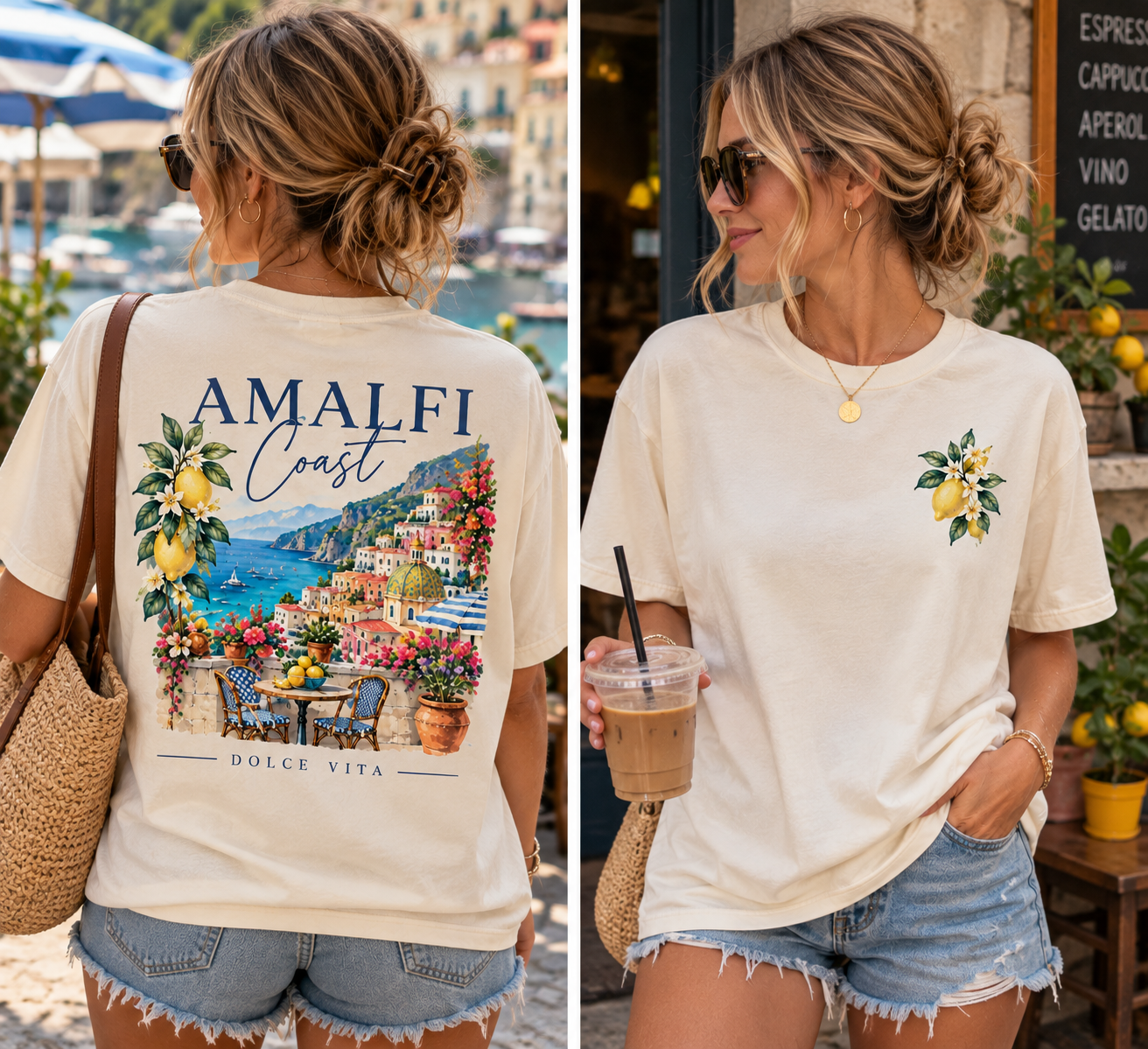 Amalfi Coast Italy Graphic T-Shirt | Italian Summer Travel Tee | Mediterranean Coastal Inspired Shirt | European Vacation Apparel | Gildan Unisex Tee