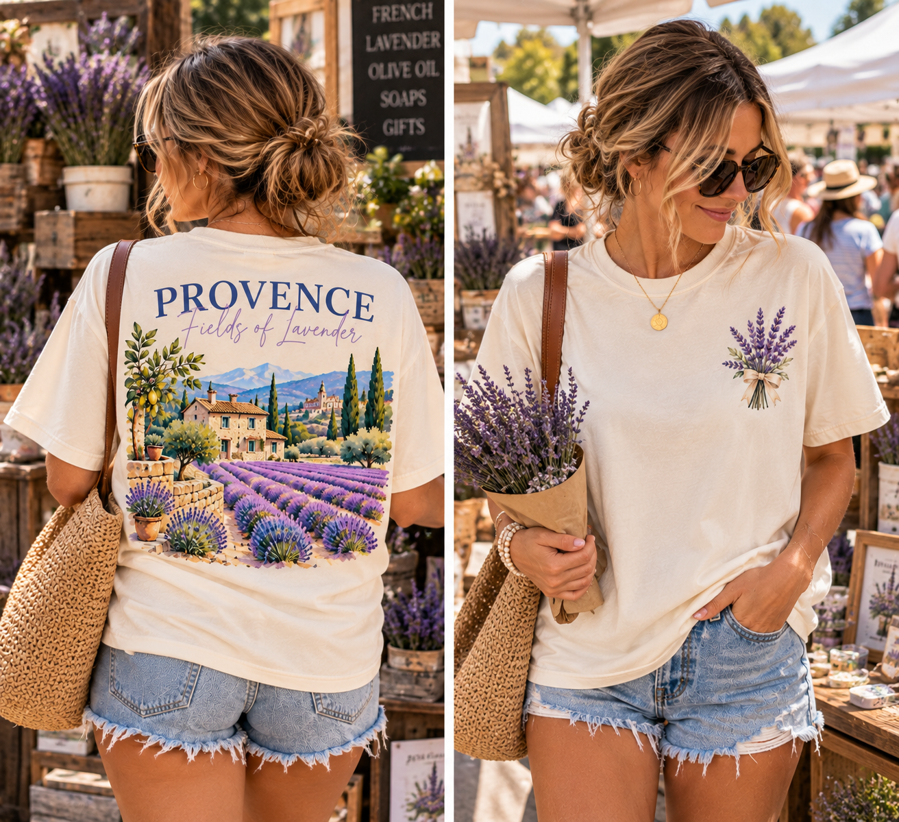 Provence Lavender Fields Graphic T-Shirt | French Countryside Travel Tee | France Inspired Shirt | European Summer Aesthetic | Gildan Unisex Tee