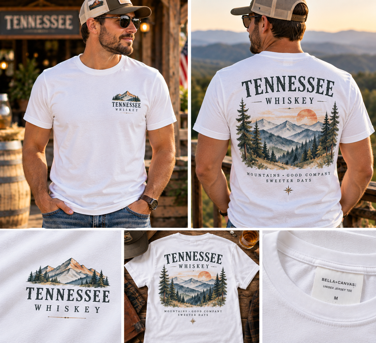 Tennessee Whiskey Graphic T-Shirt | Vintage Southern Whiskey Tee | Tennessee Inspired Shirt | Rustic Mountain Apparel | Gildan Unisex Tee