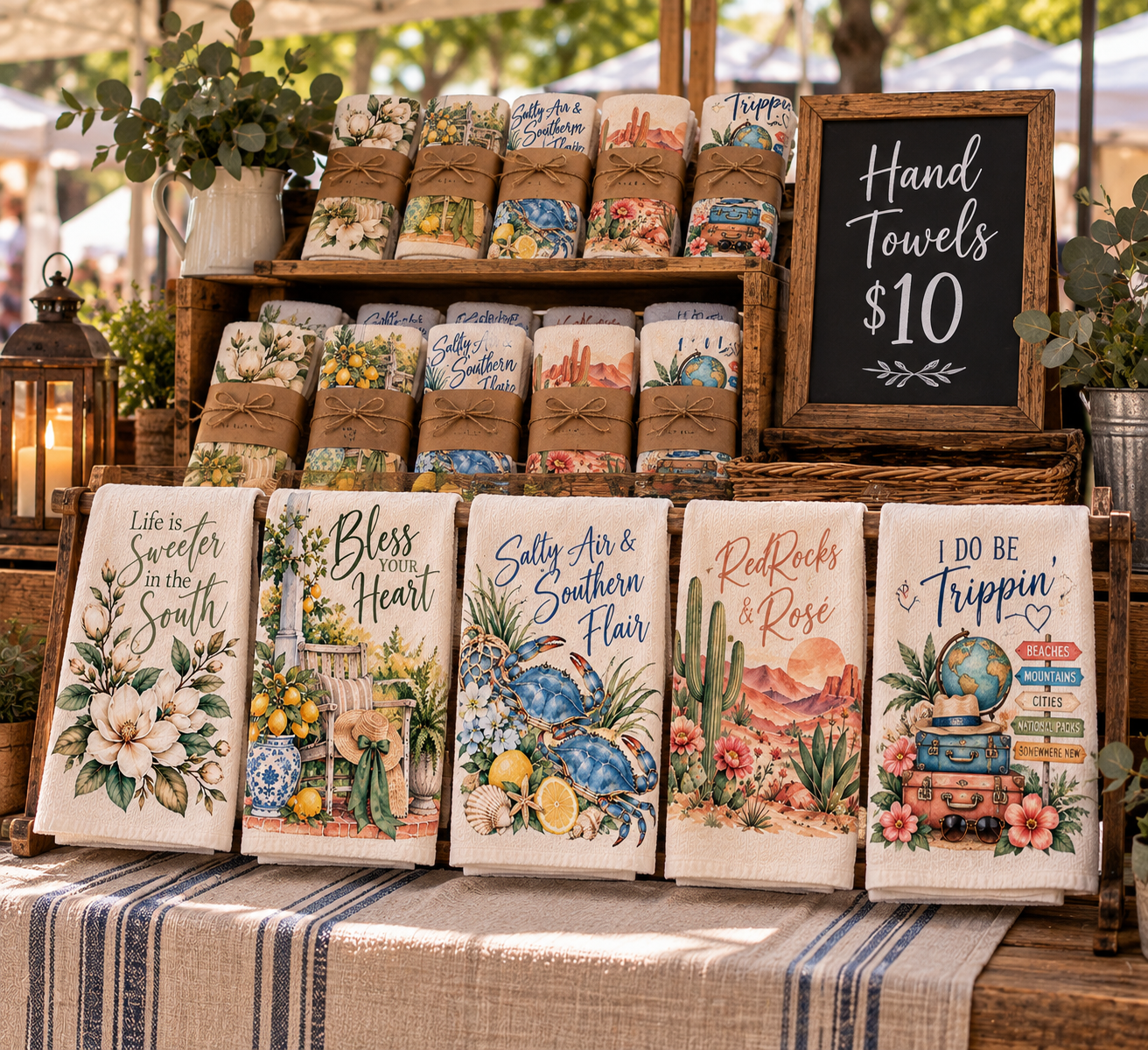 Travel-Inspired Kitchen Hand Towels | Boutique Decorative Tea Towels | Coastal, Southern, Western & New England Designs | Cooper Bridge Collective