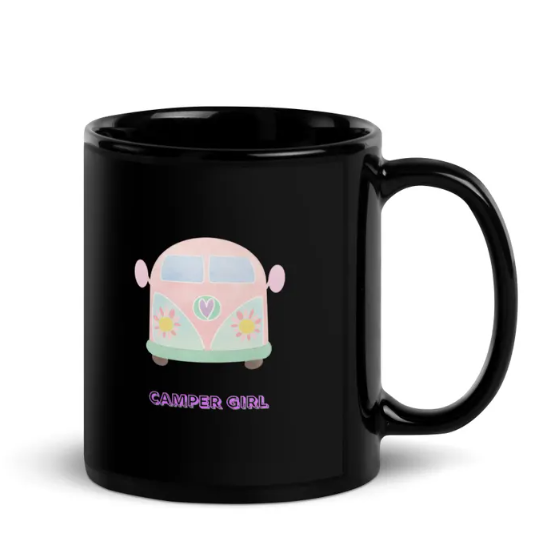 Camper Girl Coffee Mug, Camping Coffee Cup, Cute Camper Life Gift, Camper Life Coffee Cup