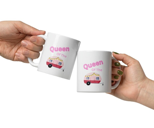 Queen of the Camper Coffee Cup, Funny Coffee Cup, Camper Lover Gift, Camping Gifts, Cute Camping Coffee Cup