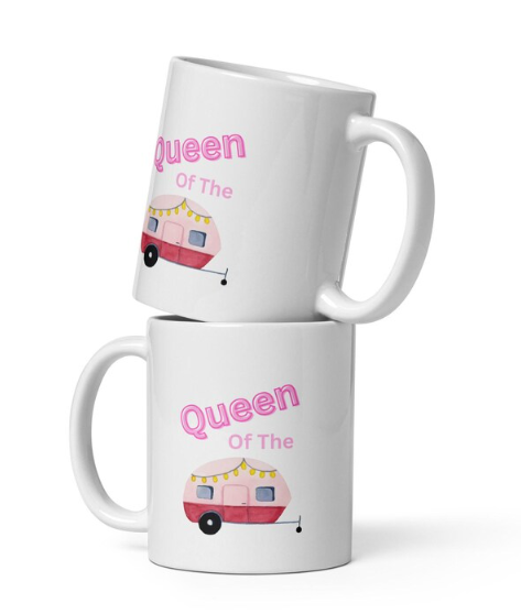 Queen of the Camper Coffee Cup, Funny Coffee Cup, Camper Lover Gift, Camping Gifts, Cute Camping Coffee Cup