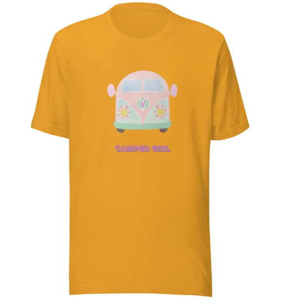 Camper Girl Retro Van Tee, Boho RV Camping Shirt, Cute Camping T-shirt, Camping Gifts