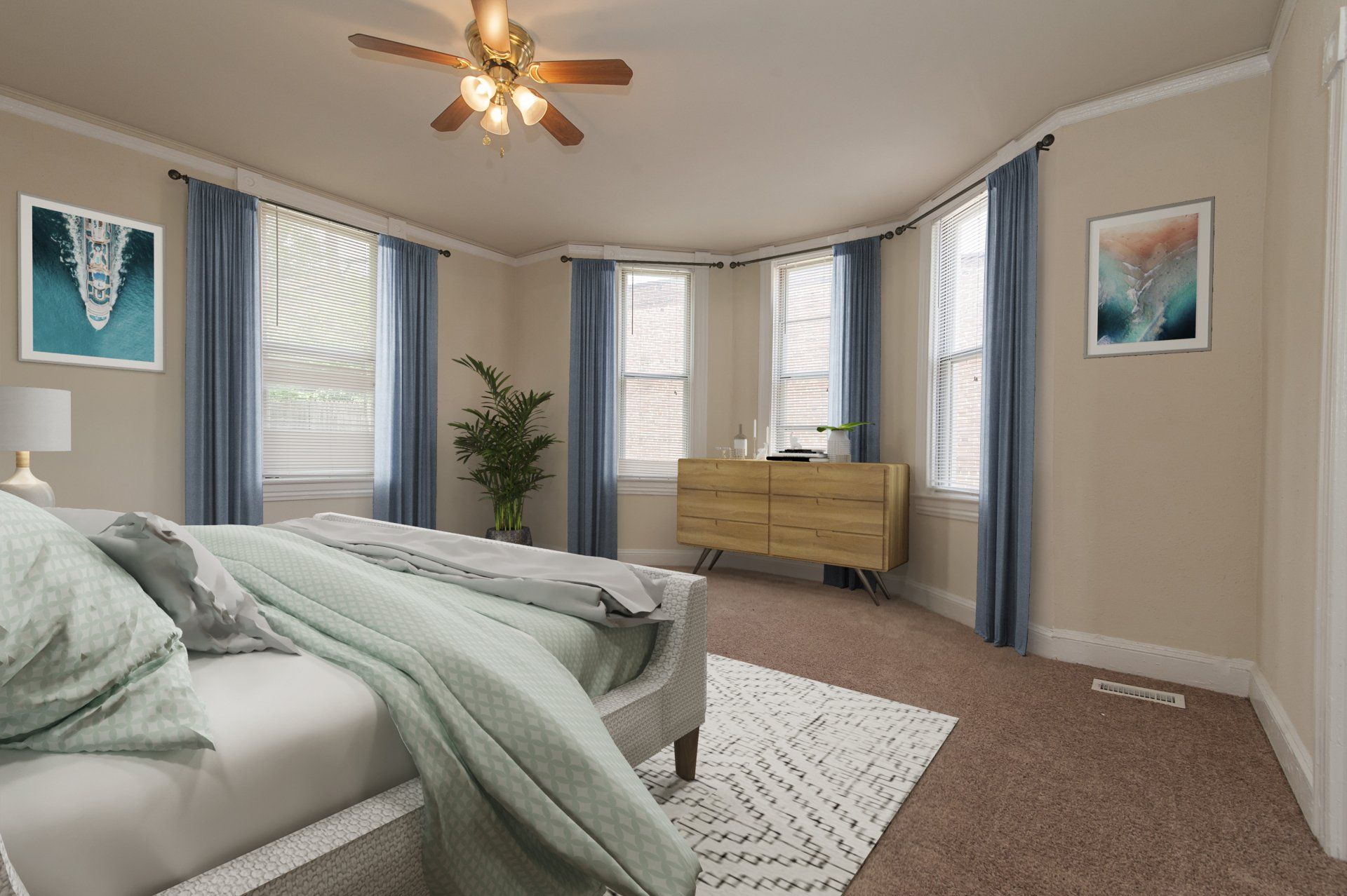Bedroom with ceiling fan