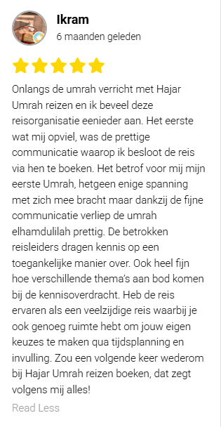 Een vijfsterrenrecensie van een Nederlandse klant waarin de warme en attente service van het hotel/restaurant wordt geprezen.