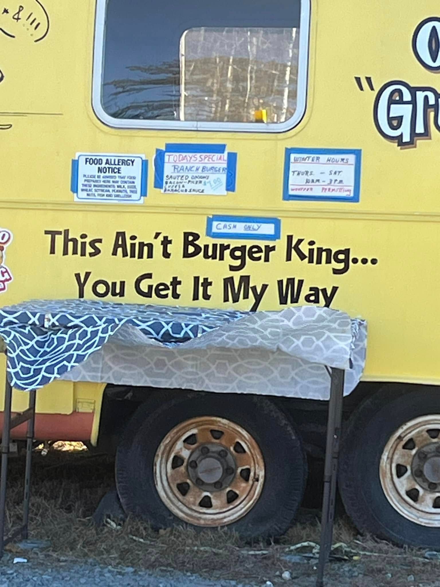 Yellow food truck with