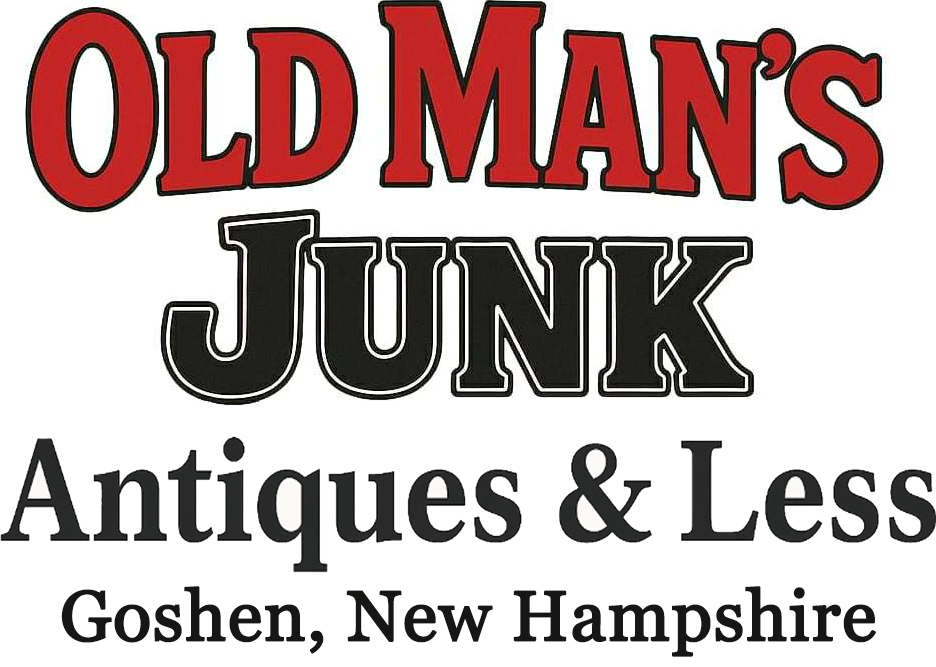 Logo for Old Man's Junk: red text