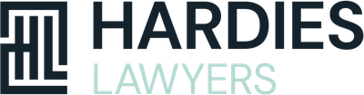 Hardies Lawyers logo in dark navy and pale green on a white background