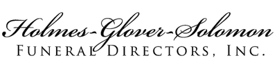 Holmes-Glover-Solomon Funeral Directors, Inc. logo in black script and serif text