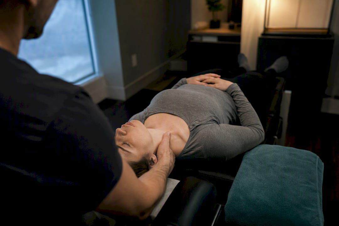Patient receiving cervical traction