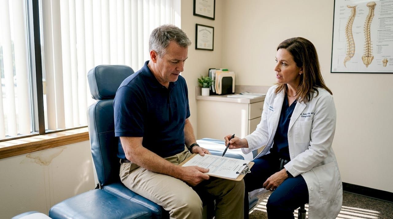 Person scheduling chiropractor visit online