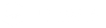 A white circular logo featuring a stylized, abstract 