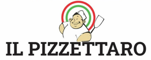 Logo de Il Pizzattaro con uno chef sorridente e un cerchio rosso, verde e bianco.