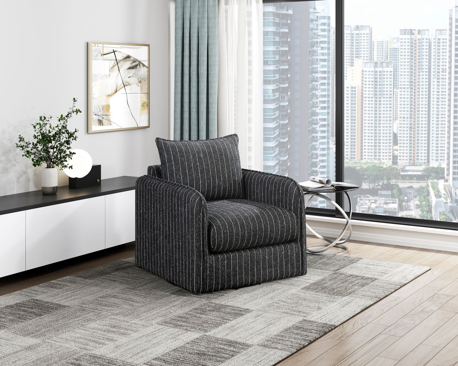 Pinstripe Swivel Chair