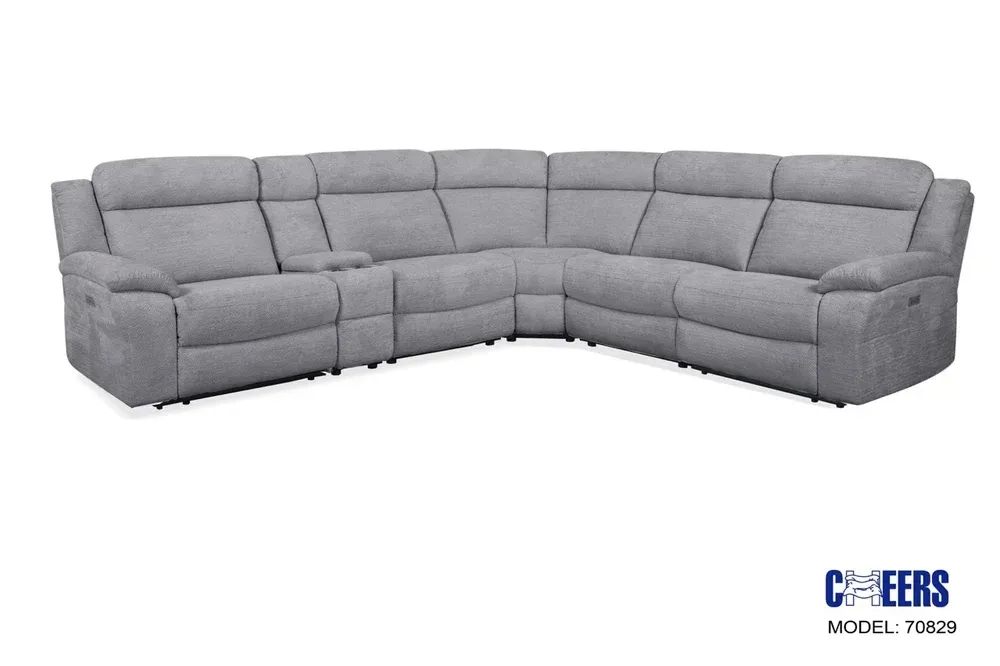 Grey Fabric Sectional Power Reclining 6 PC