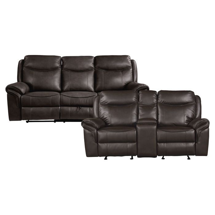 Manual Reclining Faux Leather Sofa & Loveseat