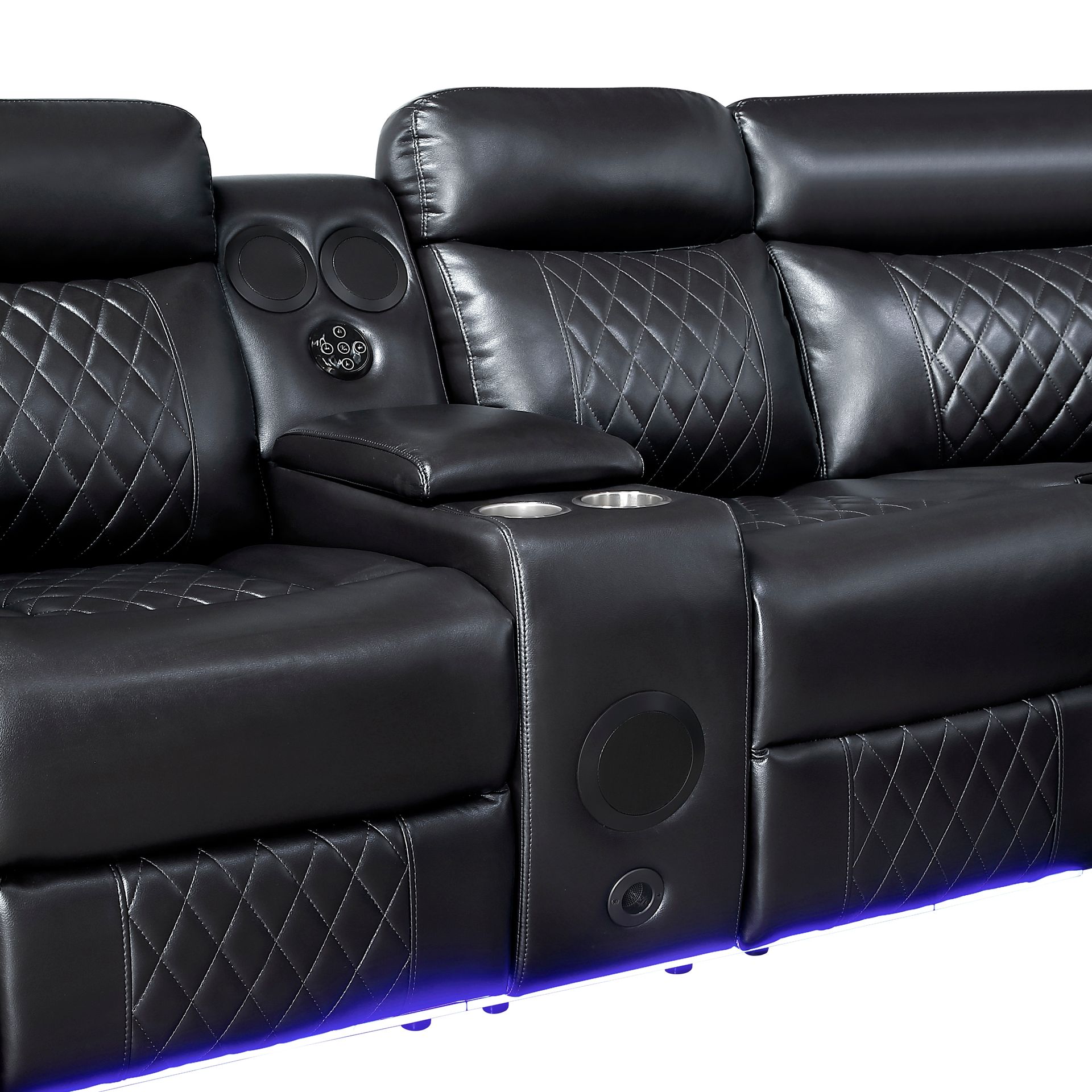 3 Piece Power Reclining Sectional With Bluetooth Speakers & LED Lights