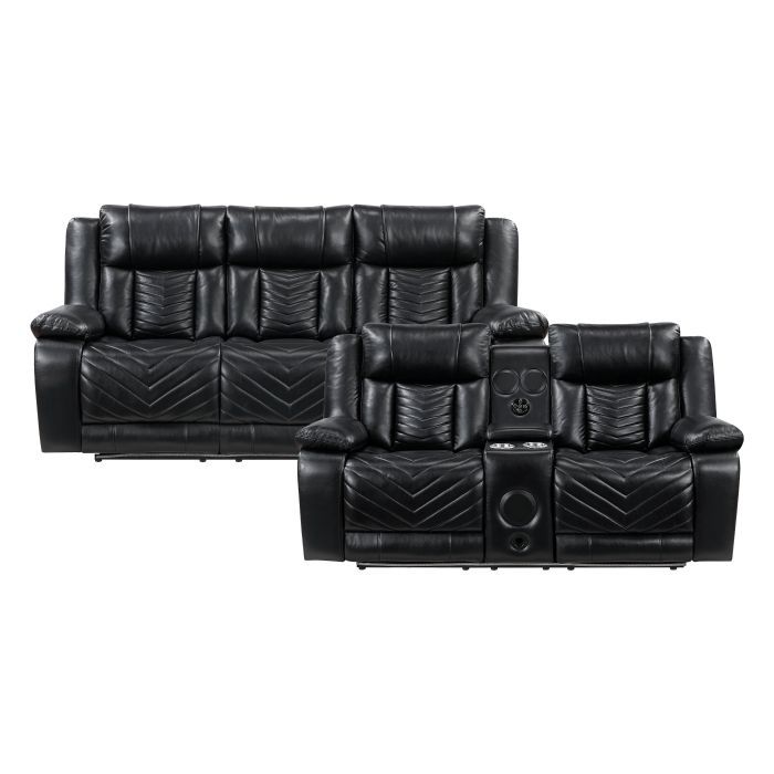 Power Reclining Sofa & Loveseat With Speakers & LED Lights