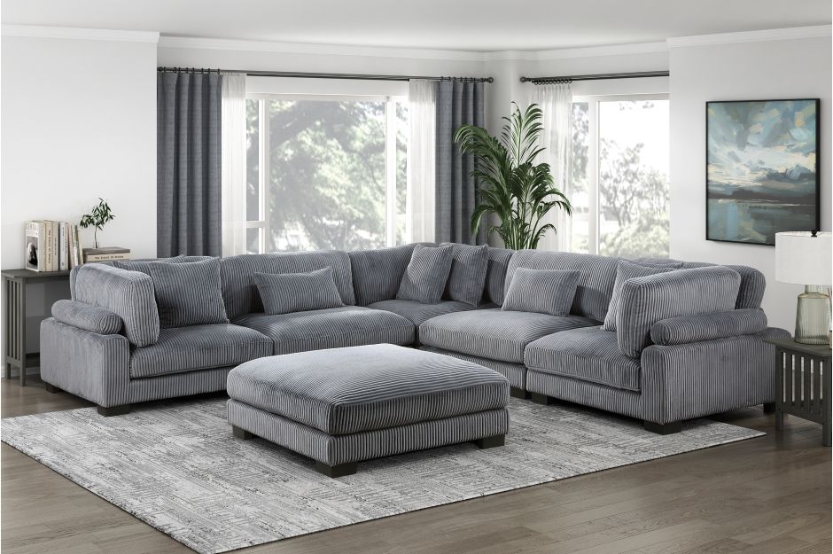 Modular Corduroy Sectional (5 Pieces)