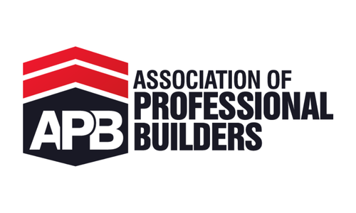Logo for the Association of Professional Builders. Hexagon with 