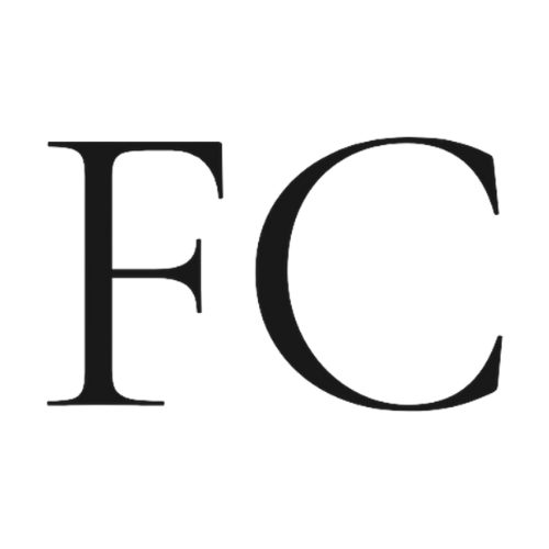 FC letters in black, serif font.