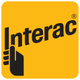 Un logo Interac jaune et noir sur fond blanc