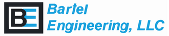Bartel Engineering, LLC logo with blue and black stylized “BE” and company name text