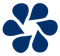 A blue flower with white petals on a white background