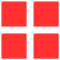 Four red rounded squares arranged in a 2x2 grid on a white background