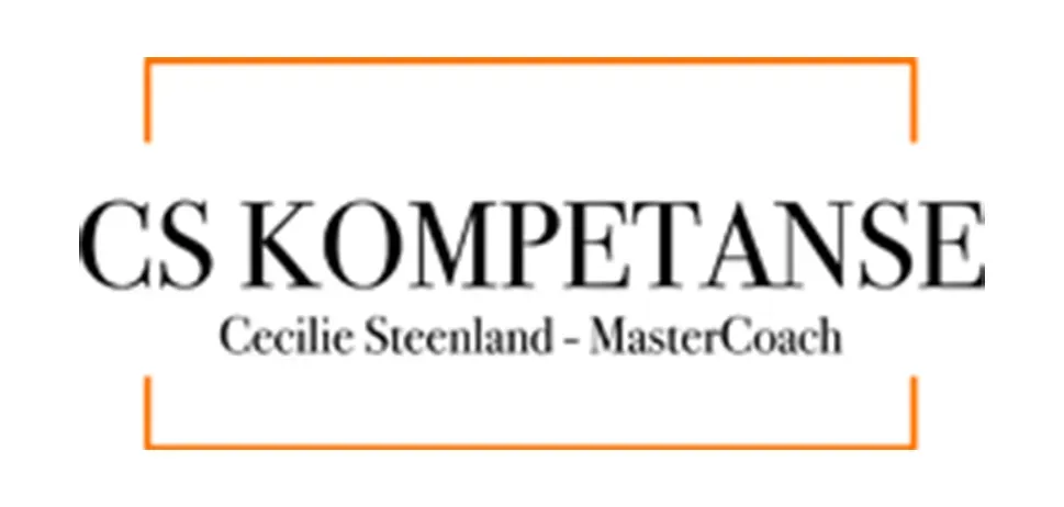 Logo for CS Kompetanse, med navnet Cecile Steenland - MasterCoach i en oransje ramme.