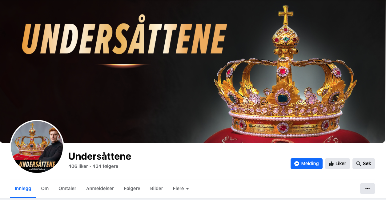 En facebookside med et bilde av en krone på