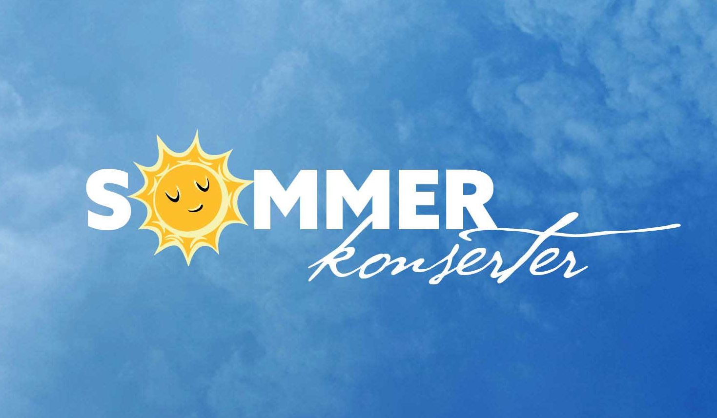 Ordet sommer står på blå bakgrunn