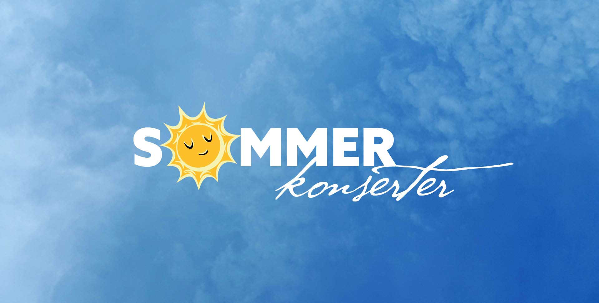 En logo for sommerkonzerter med sol og skyer i bakgrunnen