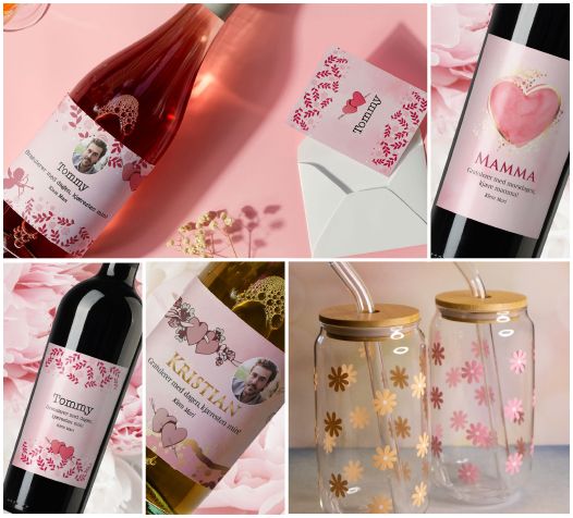 flaskeetiketter valentine og morsdag