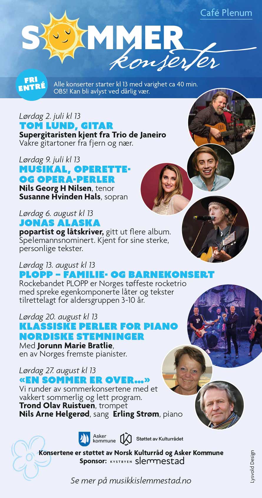 En plakat for en sommerkonsert med en haug med folk på