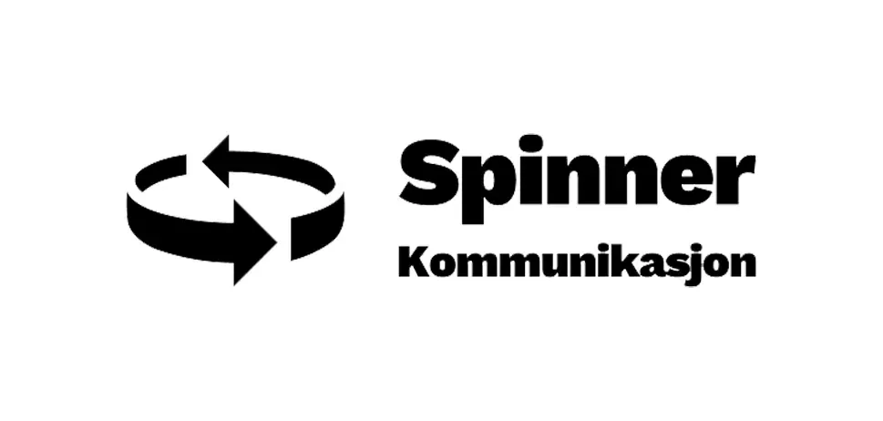 Logo of Spinner Kommunikasjon with a circular arrow icon.