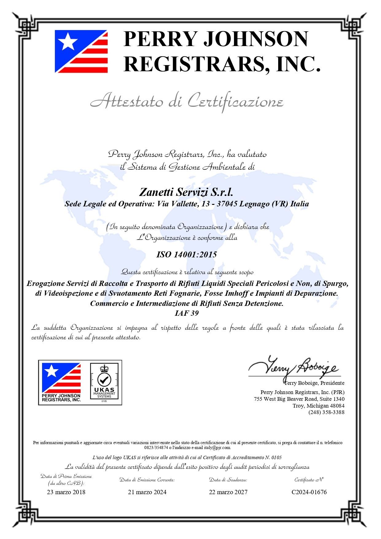 certificazione ISO 14001:2015