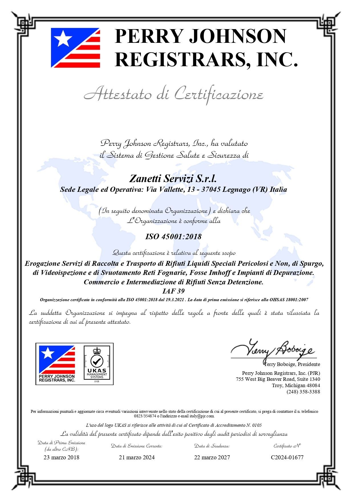 certificazione ISO 45001:2018