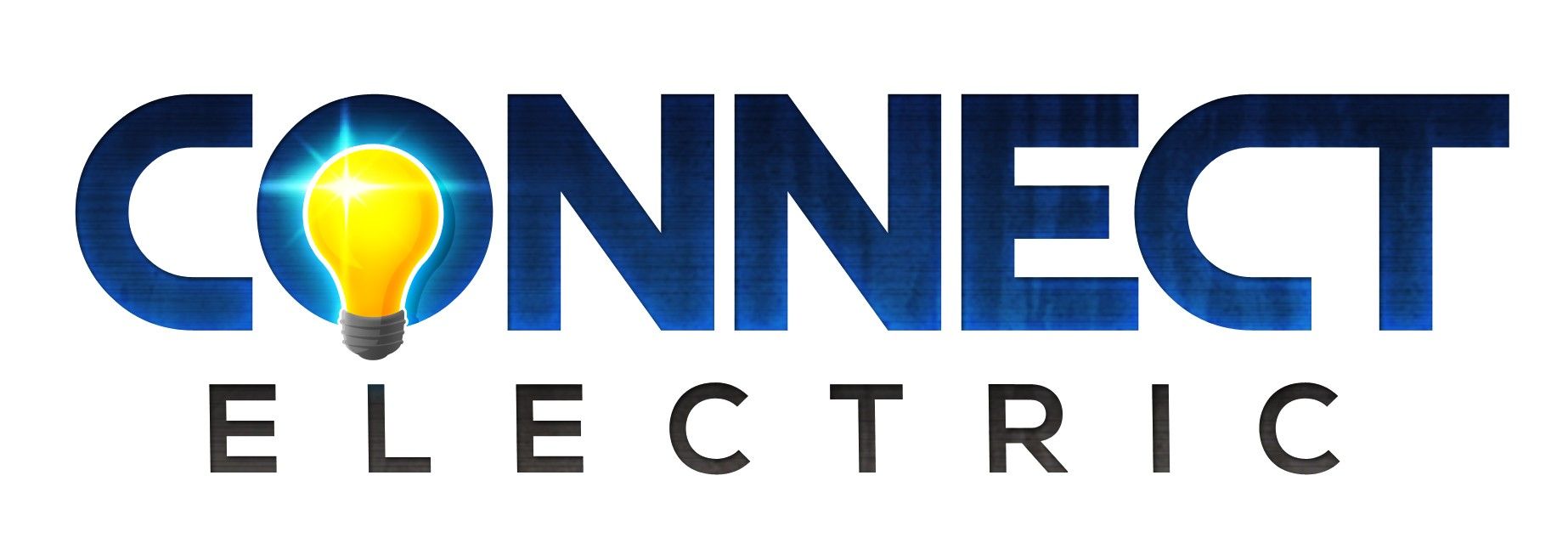 Connect Electric logo with blue text and a glowing yellow lightbulb in the O