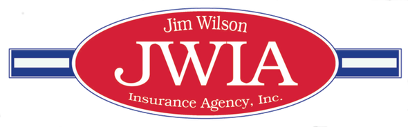 Jim Wilson JWIA Insurance Agency, Inc. logo in red and white with blue stripes