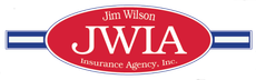 Jim Wilson JWIA Insurance Agency, Inc. logo in red, white, and blue with oval emblem