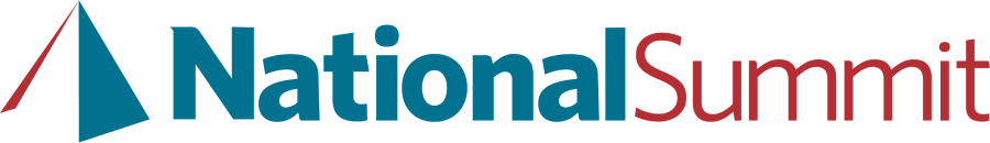National Summit logo with teal and red triangular mark and black and red text