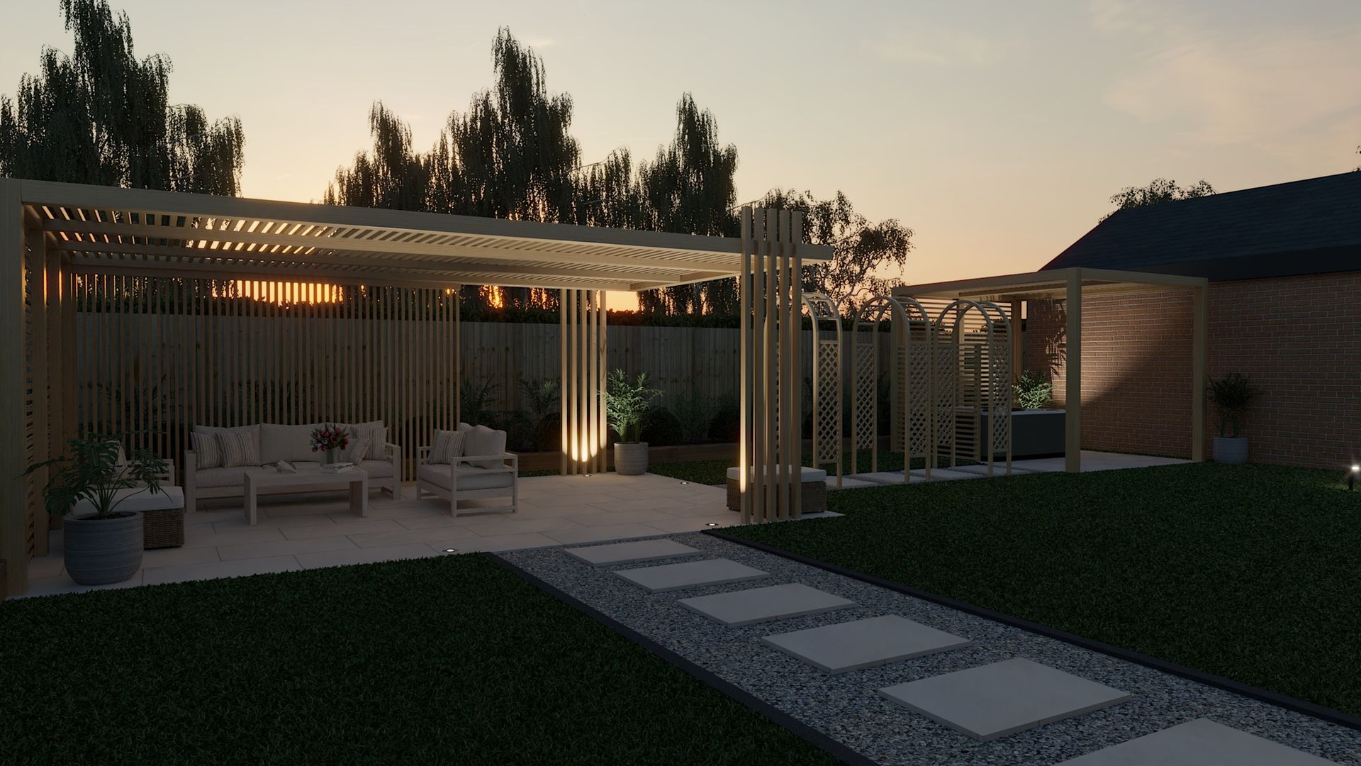 Image of walkway in backyard
