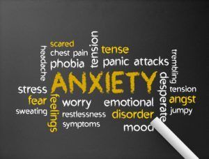 A blackboard with the word anxiety written on it