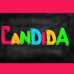 The word candida is written in colorful letters on a black background.