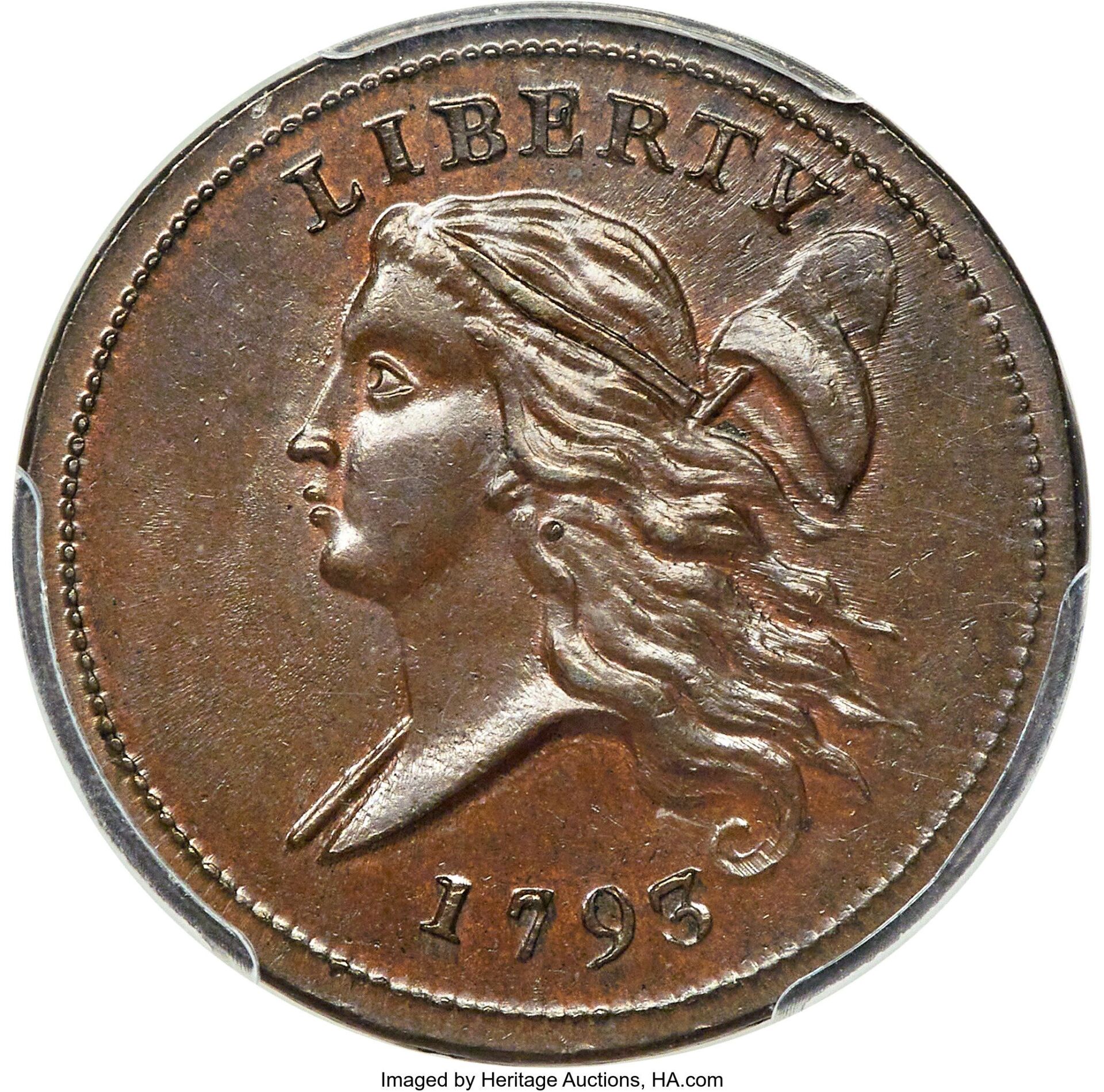 1793 Half Cent B-3, C-3, R.3, MS66 Brown PCGS. CAC EAC Grade MS65