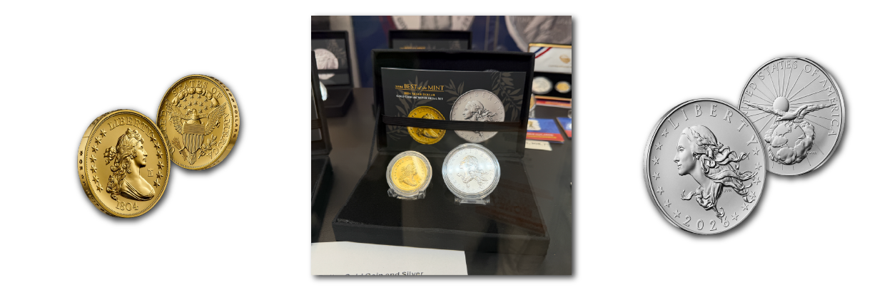 2026 U.S. Mint Best of the Mint 1804 Silver Dollar Gold Coin and Silver Medal Set displayed at the ANA World’s Fair of Money.