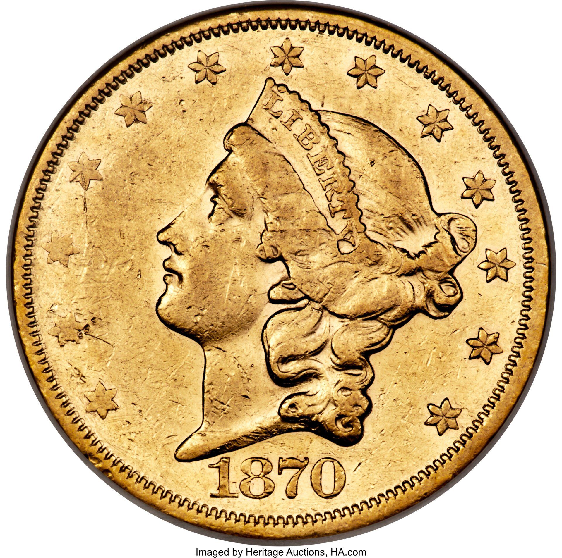 1870 CC Double Eagle from Heritage Auctions, HA.com